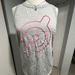 Gray Sleeveless Top with Pink Logo